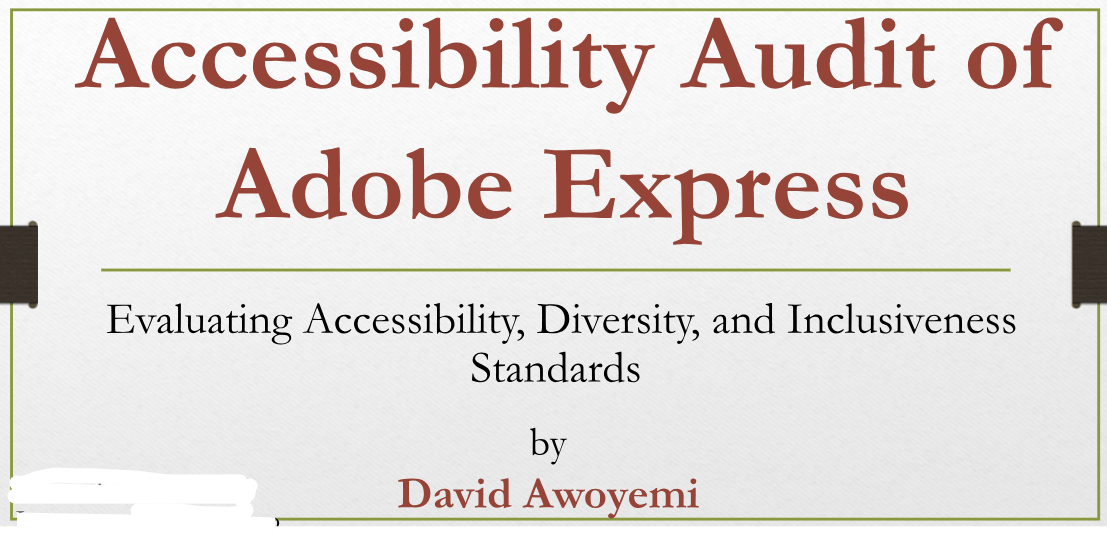 Screenshot of Accessibility Audit of Adobe Express