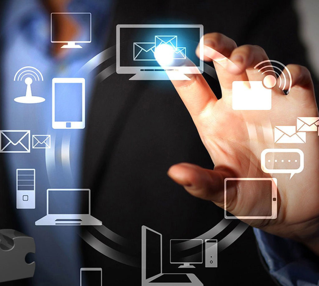 Hands connecting through communication devices