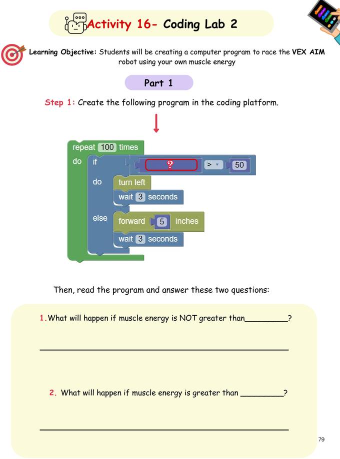 Coding lab with VEX AIM robot and EMG sensors