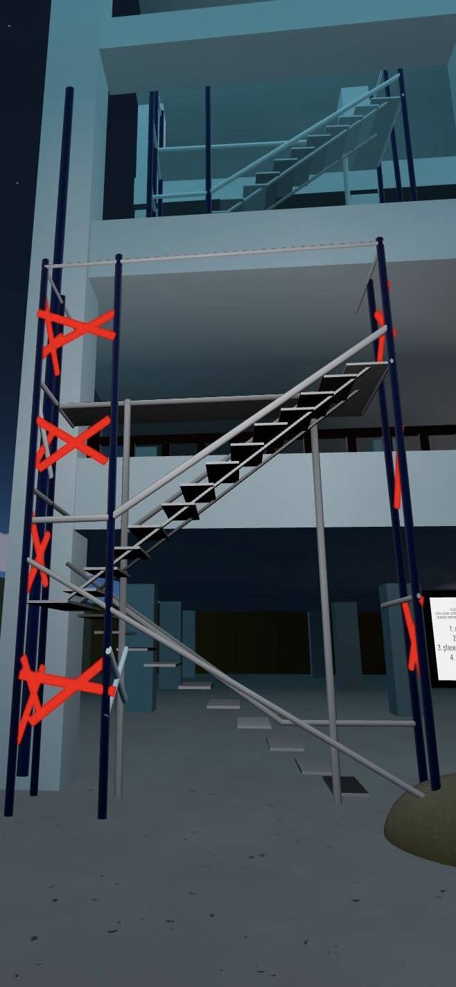 VR night scaffold hazard markers