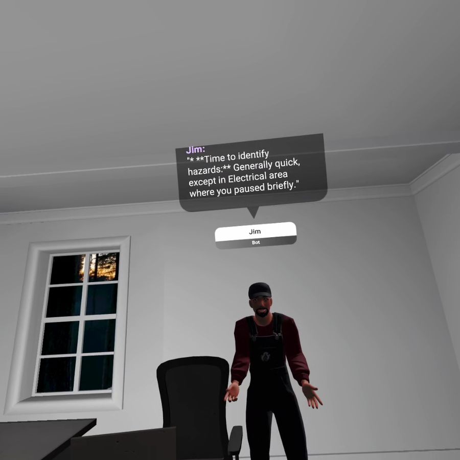 AI avatar inside VR training environment